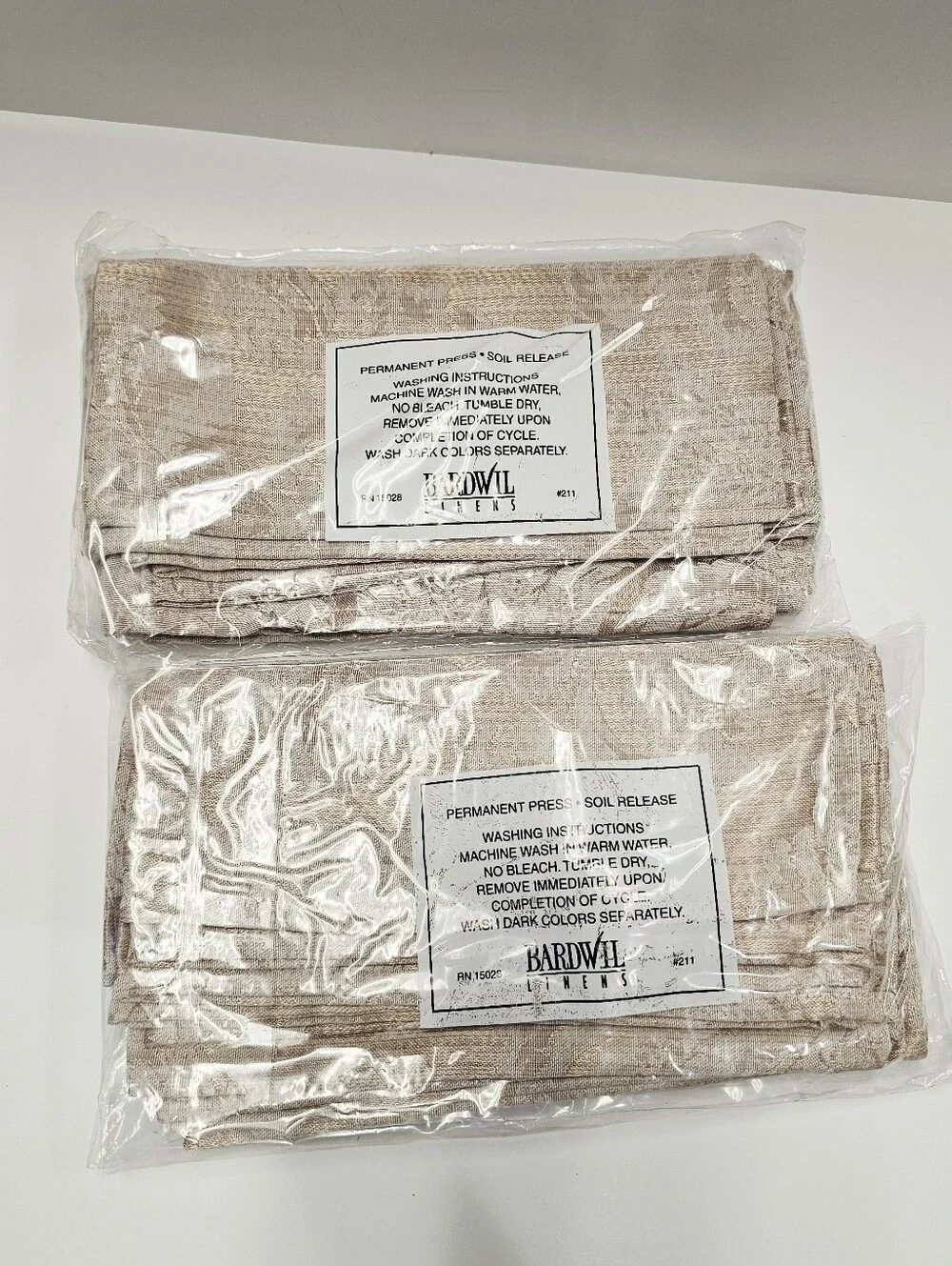Bardwil Linens Beige Damask Dinner Napkins 20X20 Deadstock